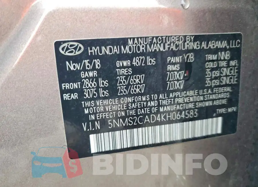 5NMS2CAD4KH064583 Photo# 14