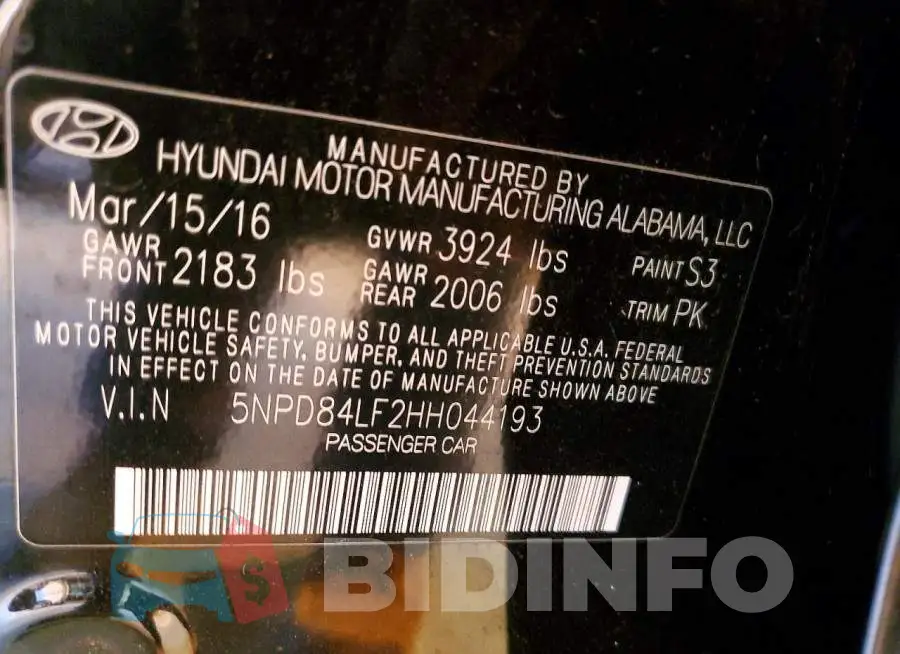 5NPD84LF2HH044193 Photo# 12