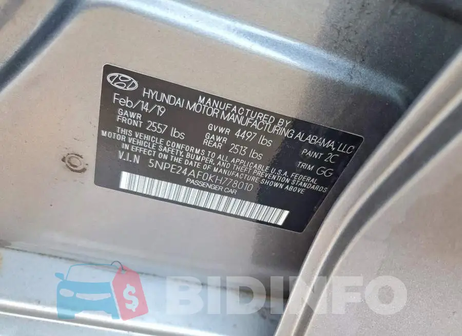 5NPE24AF0KH778010 Photo# 12