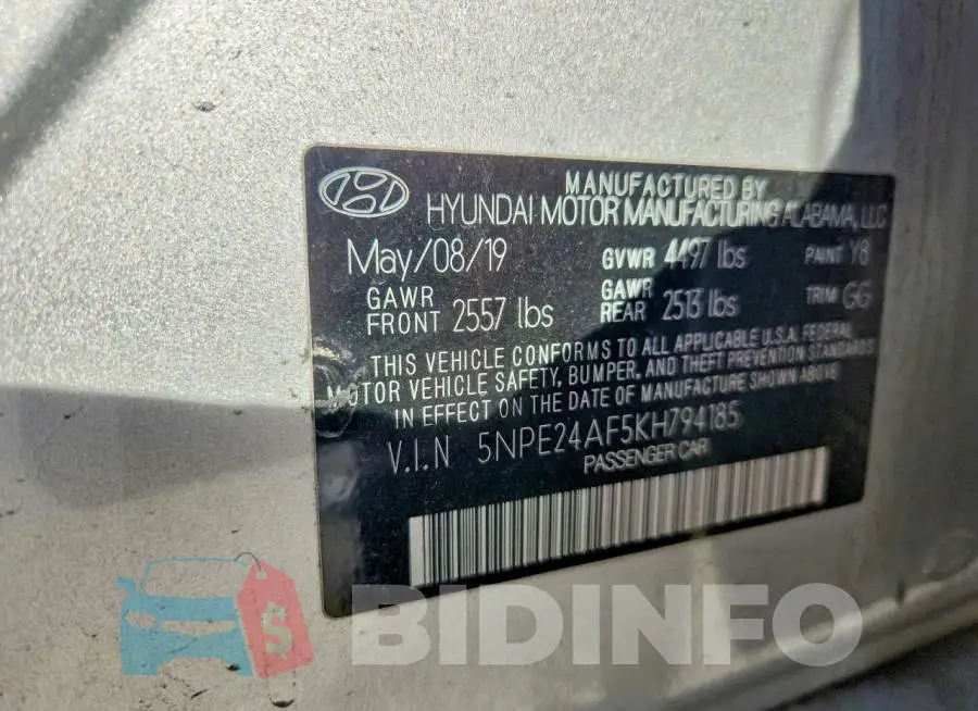 5NPE24AF5KH794185 Photo# 12