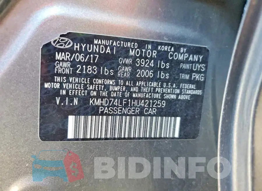 KMHD74LF1HU421259 Photo# 12