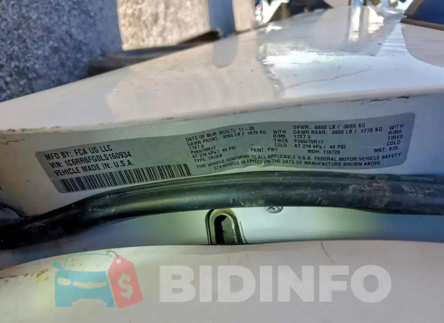 1C6RR6FG0LS160934 Photo# 13