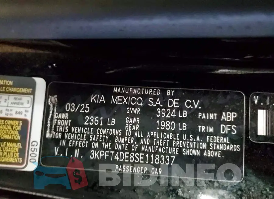 3KPFT4DE8SE118337 Photo# 13