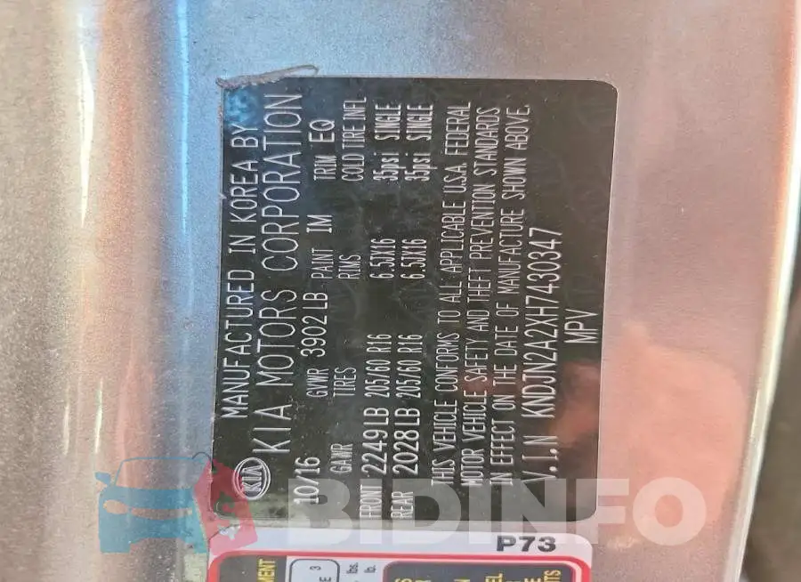 KNDJN2A2XH7430347 Photo# 13