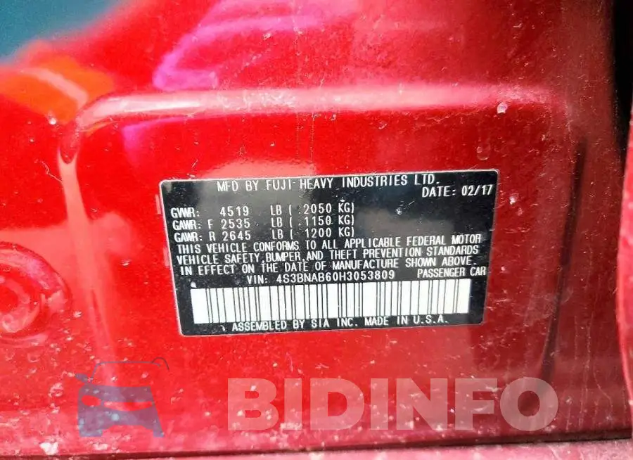 4S3BNAB60H3053809 Photo# 12
