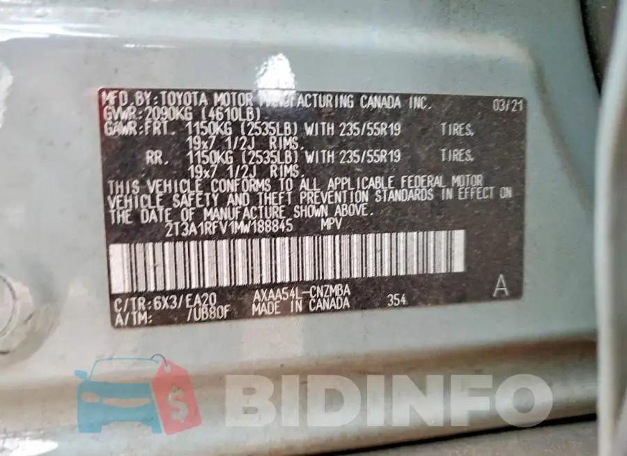 2T3A1RFV1MW188845 Photo# 13