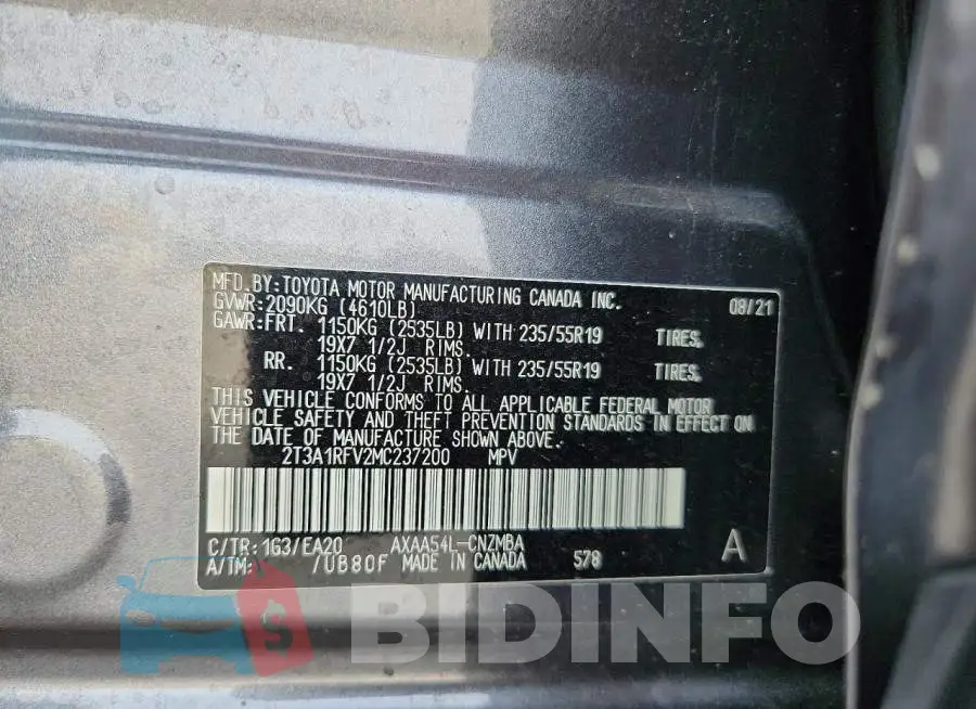 2T3A1RFV2MC237200 Photo# 12