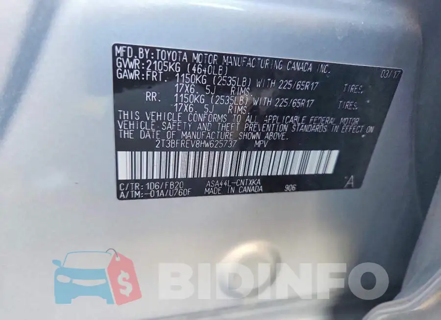 2T3BFREV8HW625737 Photo# 13