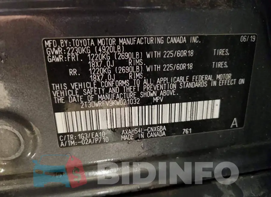 2T3DWRFV9KW021032 Photo# 13
