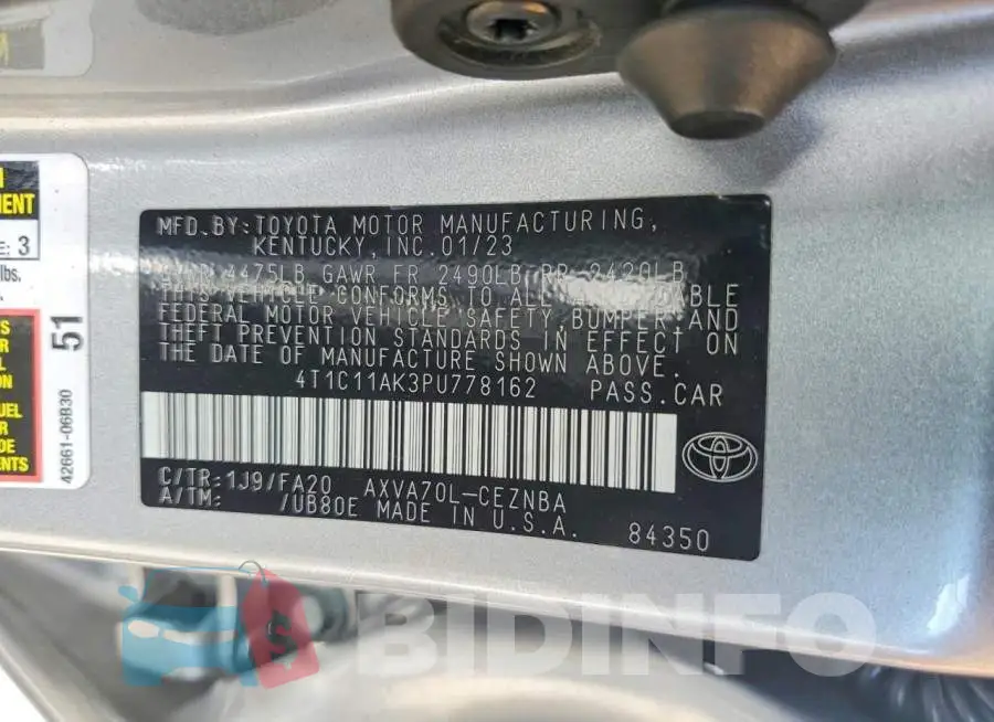 4T1C11AK3PU778162 Photo# 12
