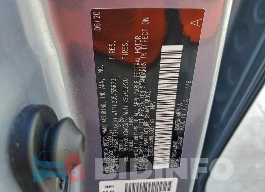 5TDDZRBH8LS032162 Photo# 13
