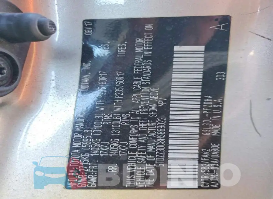 5TDZZ3DC8HS869022 Photo# 13
