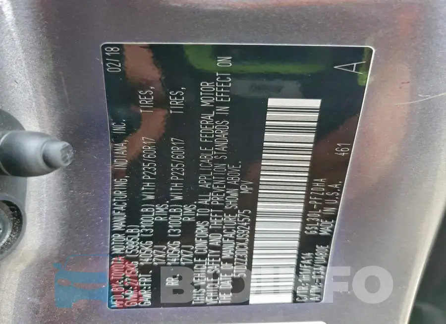 5TDZZ3DCXJS924575 Photo# 14