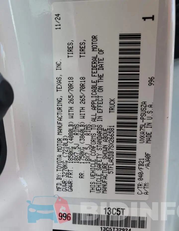 5TFLA5DB7SX266581 Photo# 12