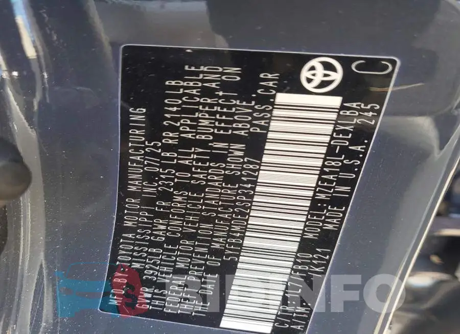 5YFB4MDE2SP341287 Photo# 12