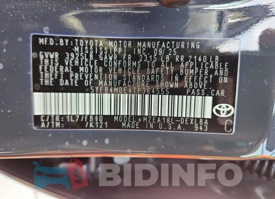 5YFB4MDE4TP364555 Photo# 12
