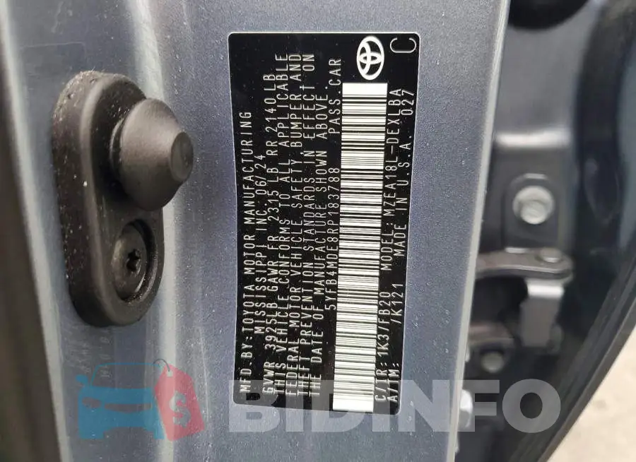 5YFB4MDE8RP183788 Photo# 12