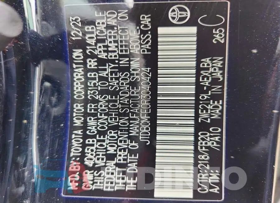JTDBCMFE0R3040424 Photo# 12