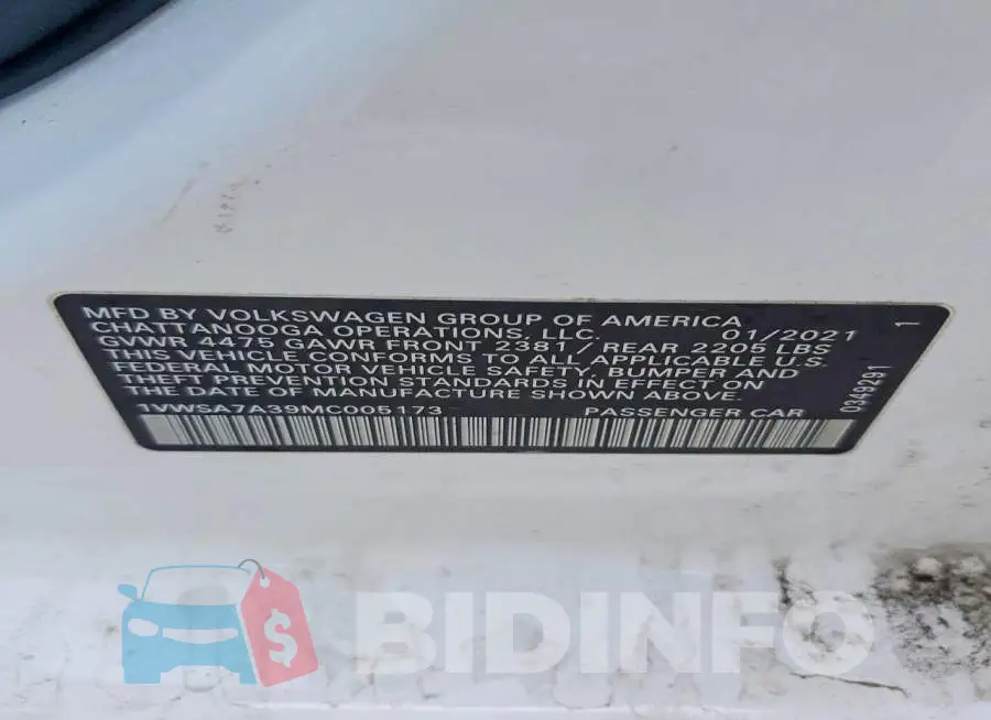 1VWSA7A39MC005173 Photo# 13