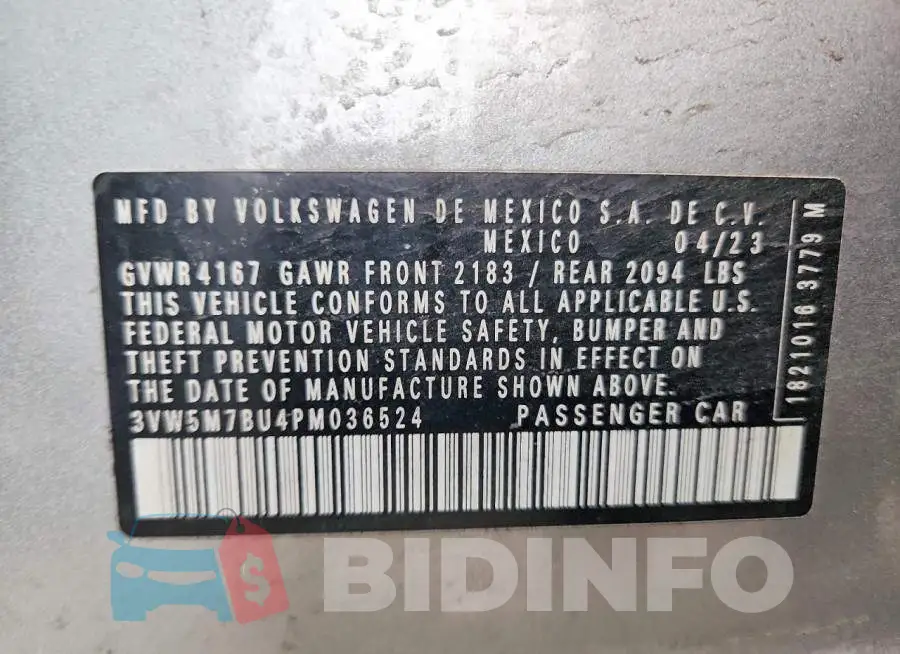 3VW5M7BU4PM036524 Photo# 12