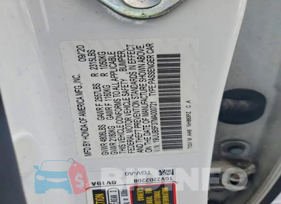 19UUB5F37MA000721 Photo# 13