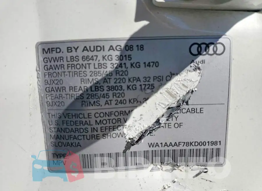 WA1AAAF78KD001981 Photo# 14