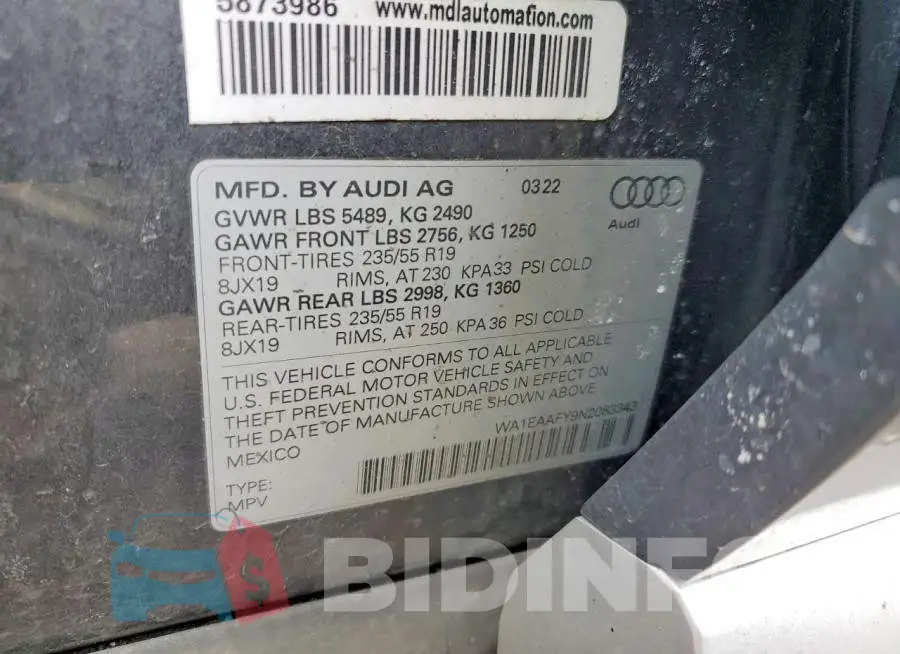 WA1EAAFY9N2083343 Photo# 13