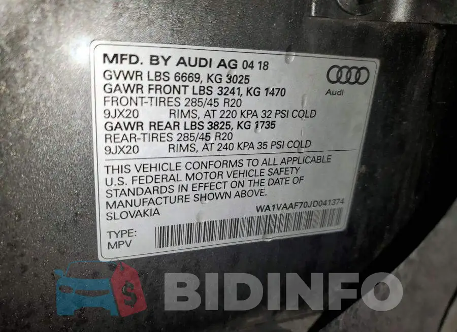 WA1VAAF70JD041374 Photo# 13