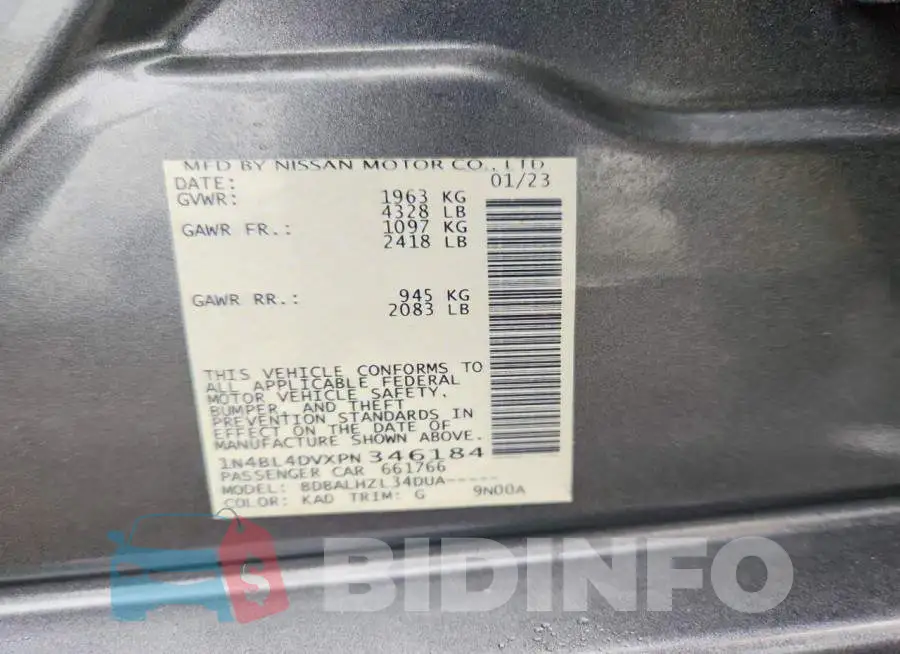 1N4BL4DVXPN346184 Photo# 12