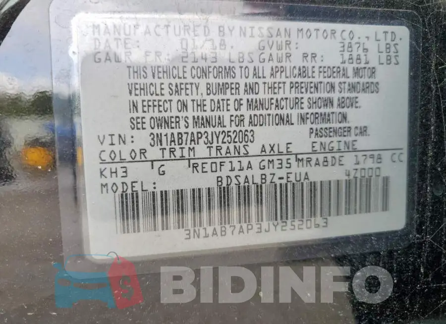 3N1AB7AP3JY252063 Photo# 12