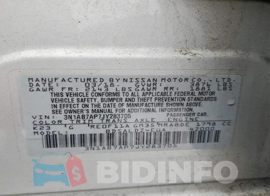 3N1AB7AP7JY283705 Photo# 12