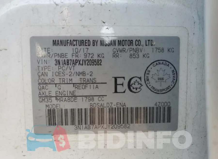 3N1AB7APXJY209582 Photo# 13