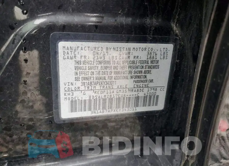 3N1AB7APXKY343011 Photo# 13