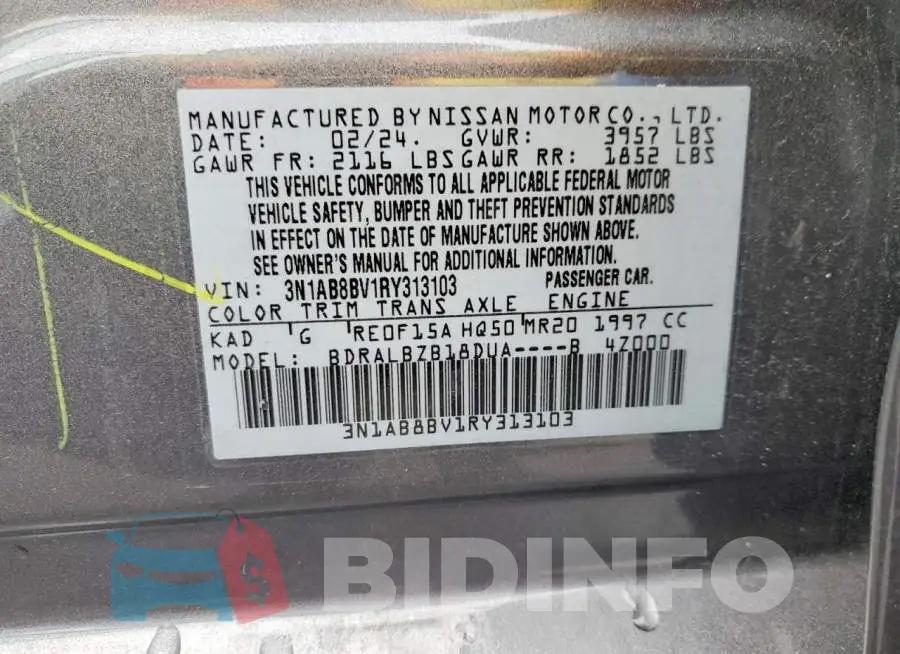 3N1AB8BV1RY313103 Photo# 11