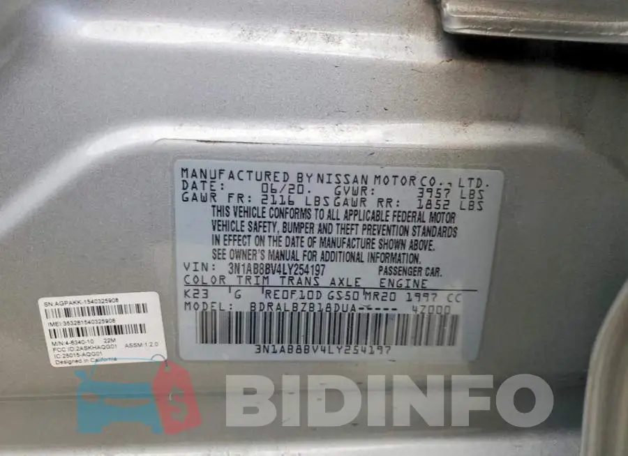 3N1AB8BV4LY254197 Photo# 12