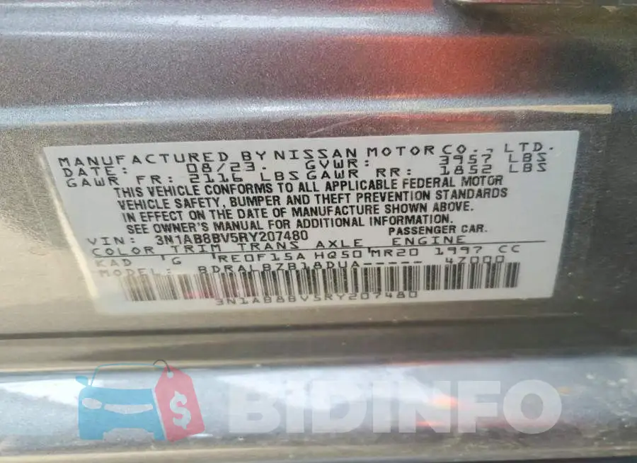 3N1AB8BV5RY207480 Photo# 13