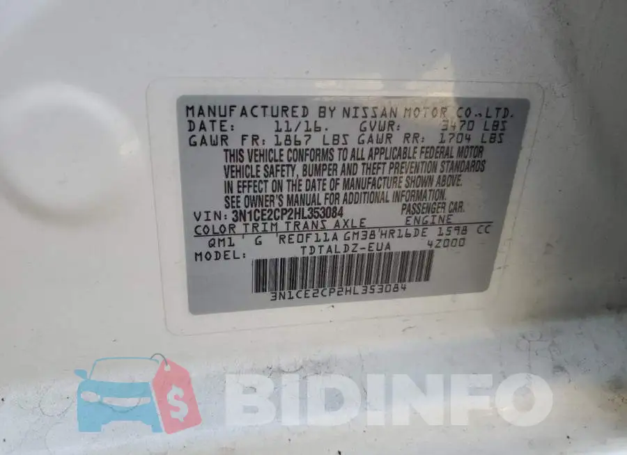 3N1CE2CP2HL353084 Photo# 12