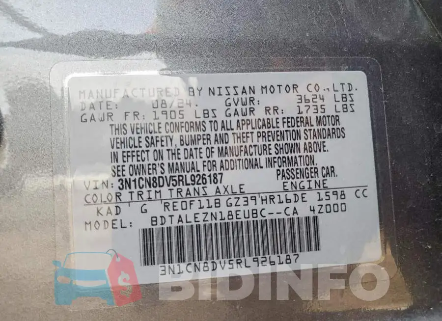 3N1CN8DV5RL926187 Photo# 12