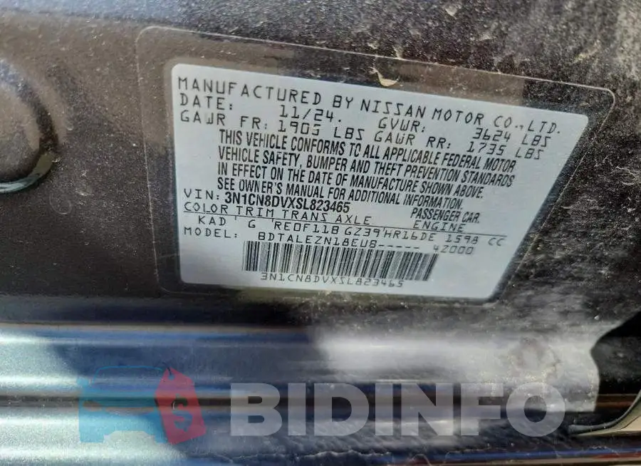 3N1CN8DVXSL823465 Photo# 13