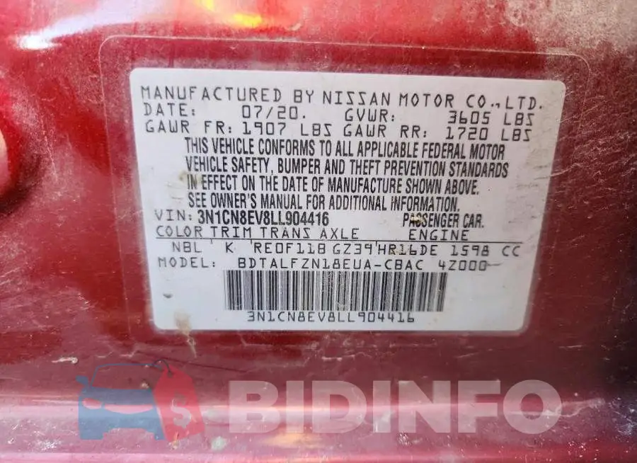 3N1CN8EV8LL904416 Photo# 12