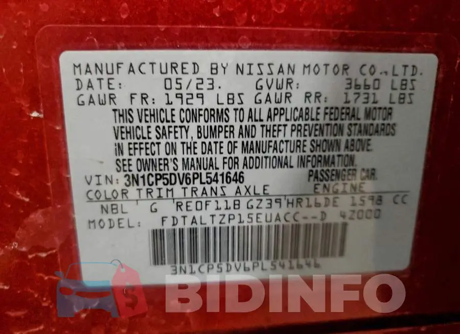 3N1CP5DV6PL541646 Photo# 13