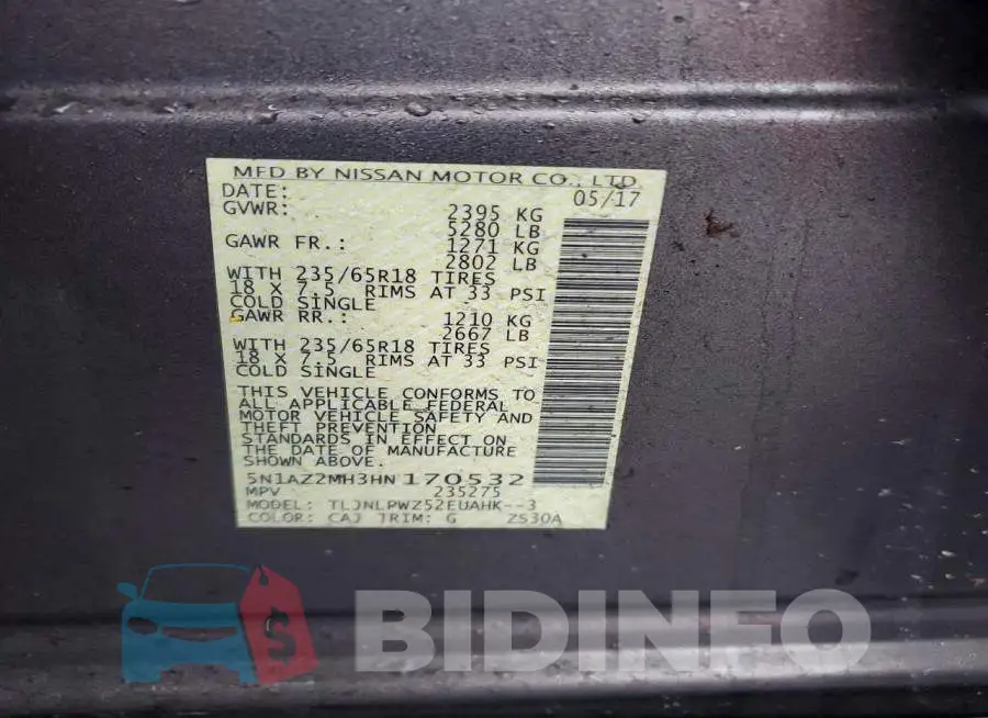 5N1AZ2MH3HN170532 Photo# 13