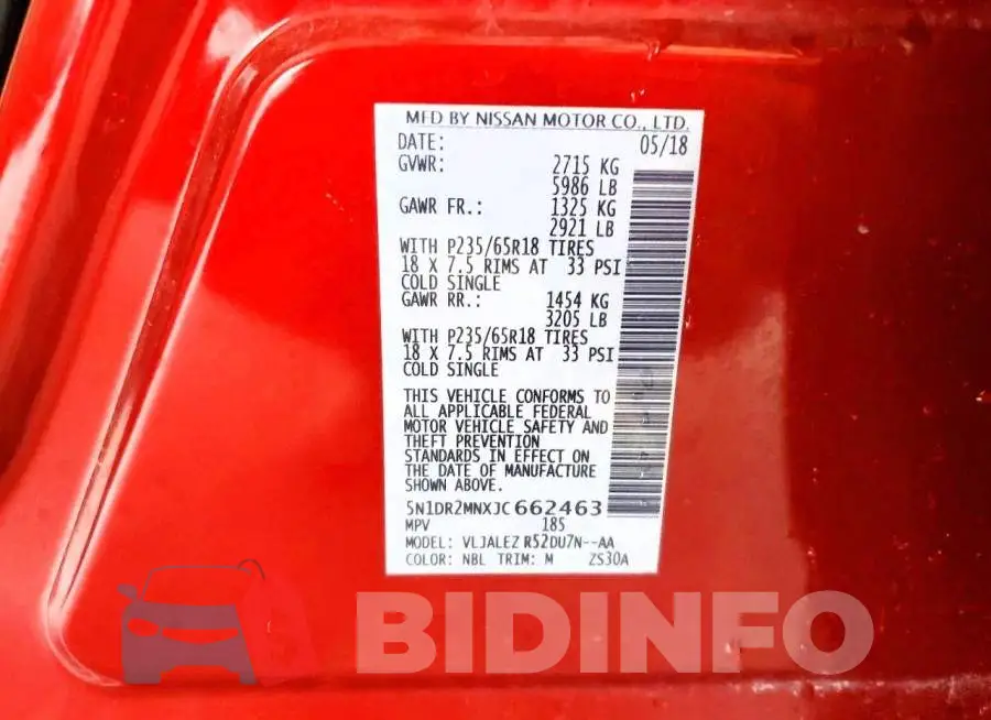 5N1DR2MNXJC662463 Photo# 12