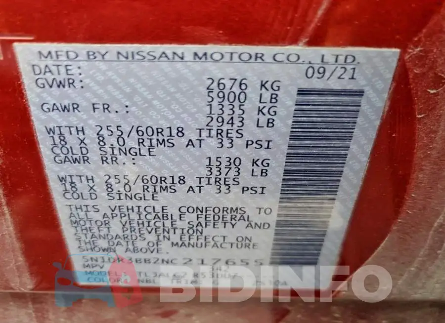 5N1DR3BB2NC217655 Photo# 14