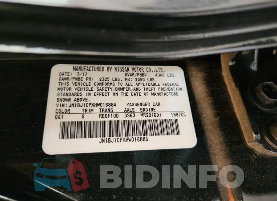 JN1BJ1CPXHW016884 Photo# 13