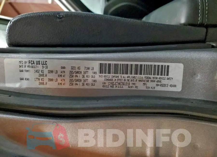 1C4SDJCTXKC561218 Photo# 13