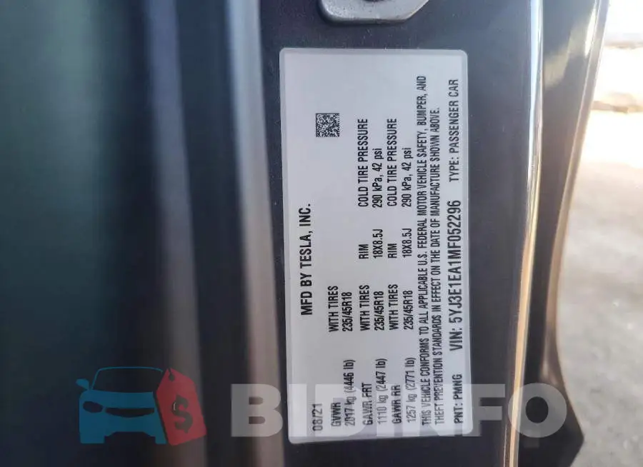5YJ3E1EA1MF052296 Photo# 12