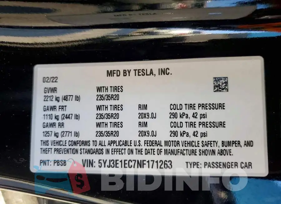 5YJ3E1EC7NF171263 Photo# 12