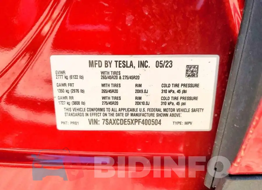 7SAXCDE5XPF400504 Photo# 14