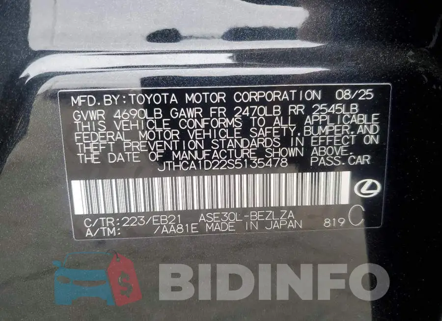 JTHCA1D22S5135478 Photo# 13